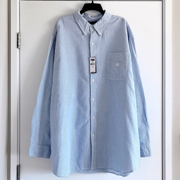 Chaps big & tall stripe cotton long sleeve button down shirt 3XB / 3TF - Picture 1 of 12